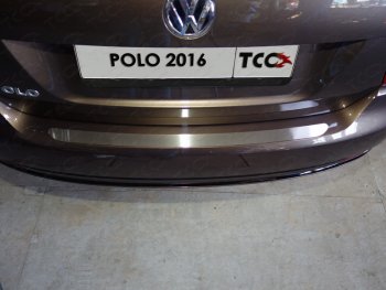 1 239 р. Накладка на задний бампер, ТСС Тюнинг Volkswagen Polo 5 седан рестайлинг (2015-2020) (Лист шлифованный). Увеличить фотографию 1