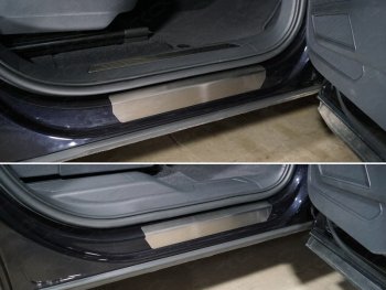 4 099 р. Накладки на пороги, ТСС Тюнинг Volkswagen Teramont CA1 дорестайлинг (2016-2020) (лист шлифованный). Увеличить фотографию 1