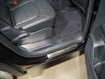 4 099 р. Накладки на пластиковые пороги задние, ТСС Тюнинг  Volkswagen Teramont  CA1 (2016-2020) (лист шлифованный). Увеличить фотографию 1