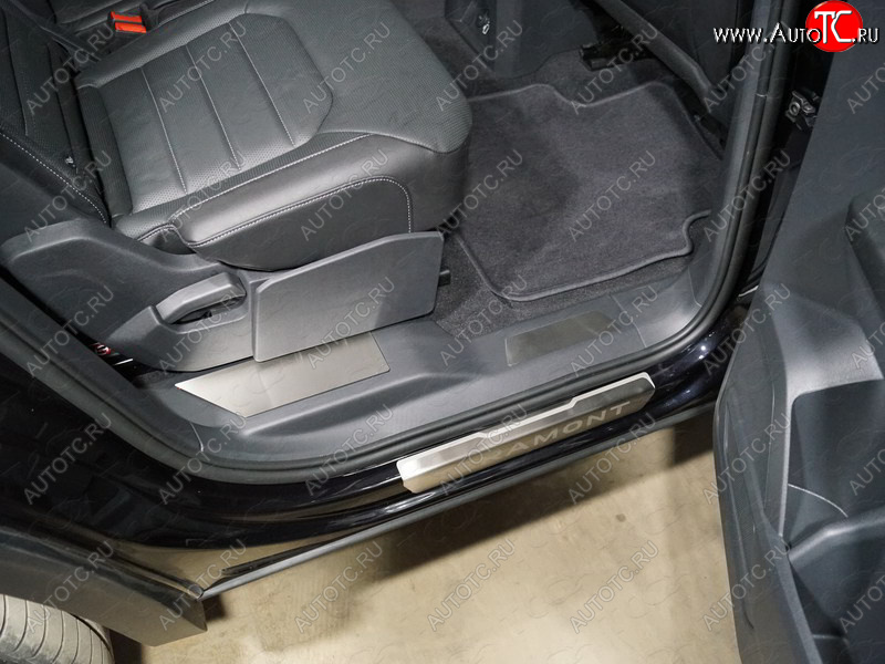 4 099 р. Накладки на пластиковые пороги задние, ТСС Тюнинг  Volkswagen Teramont  CA1 (2016-2020) (лист шлифованный)