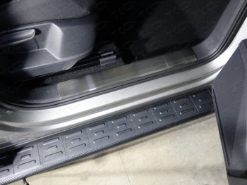3 099 р. Накладки на пластиковы пороги, ТСС Тюнинг  Volkswagen Tiguan  Mk2 (2016-2020) (лист шлифованный). Увеличить фотографию 1
