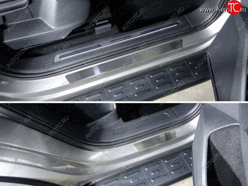 2 699 р. Накладки на пороги внешние, ТСС Тюнинг Volkswagen Tiguan Mk2 дорестайлинг (2016-2020) (лист шлифованный)