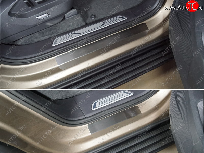 4 099 р. Накладки на пороги, ТСС Тюнинг Volkswagen Touareg CR (2018-2024) (лист шлифованный)