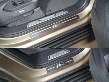 6 199 р. Накладки на пороги, ТСС Тюнинг  Volkswagen Touareg  CR (2018-2024) (лист шлифованный надпись R-Line). Увеличить фотографию 1