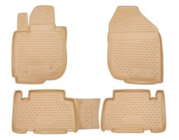 4 549 р. Комплект ковриков в салон (полиуретан, бежевые) Element Hyundai Genesis BH седан дорестайлинг (2008-2012). Увеличить фотографию 1
