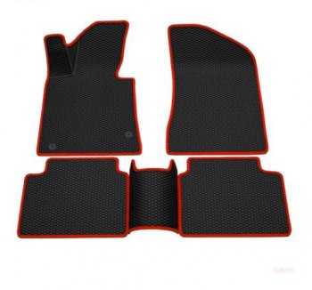 Комплект ковриков в салон (чёрные, красная окантовка) Klever EVA KIA K5 DL (2019-2022)