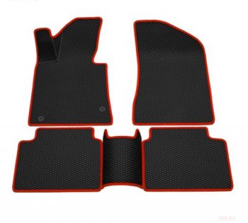 Комплект ковриков в салон (чёрные, красная окантовка) Klever EVA KIA (КИА) Seltos (селтос) (2019-2024)