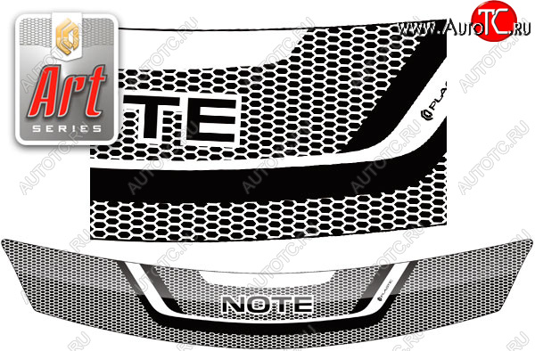 2 259 р. Дефлектор капота (правый руль) CA-Plastic  Nissan Note  1 (2008-2013) (серия ART белая)