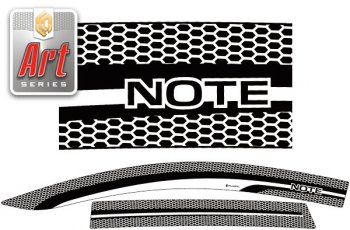 2 349 р. Дефлектора окон CA-Plastic  Nissan Note  1 (2008-2013) (серия Art белая). Увеличить фотографию 1