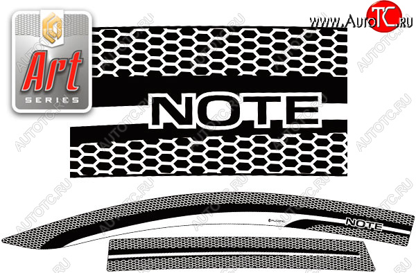 2 349 р. Дефлектора окон (правый руль) CA-Plastic  Nissan Note  1 (2008-2013) (серия Art черная)