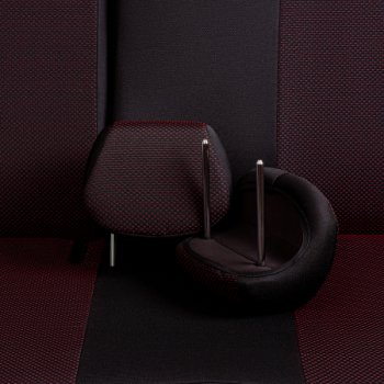 4 949 р. Комплект чехлов для сидений (РЗС 40/60, 2Г жаккард) Дублин Жаккард Lord Autofashion  Chevrolet Cobalt (2011-2024), Ravon R4 (2016-2020) (черный, вставка Ёж Красная, строчка черная). Увеличить фотографию 8