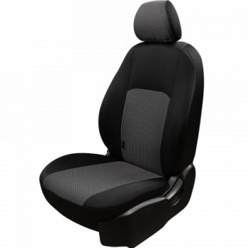 4 949 р. Комплект чехлов для сидений (РЗС 40/60, 2Г жаккард) Дублин Жаккард Lord Autofashion  Chevrolet Cobalt (2011-2024), Ravon R4 (2016-2020) (черный, вставка зигзаг серый, строчка черный). Увеличить фотографию 1