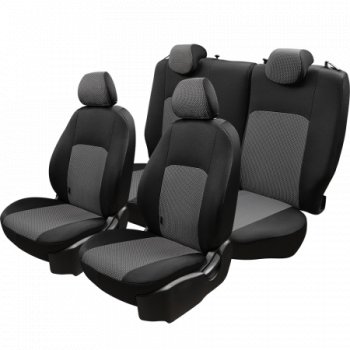 4 949 р. Комплект чехлов для сидений (РЗС 40/60, 2Г жаккард) Дублин Жаккард Lord Autofashion  Chevrolet Cobalt (2011-2024), Ravon R4 (2016-2020) (черный, вставка зигзаг серый, строчка черный). Увеличить фотографию 6