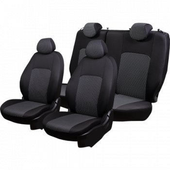 4 949 р. Комплект чехлов для сидений (РЗС 40/60, 2Г жаккард) Дублин Жаккард Lord Autofashion  Chevrolet Cobalt (2011-2024), Ravon R4 (2016-2020) (черный, вставка Сеул серая, строчка черная). Увеличить фотографию 4