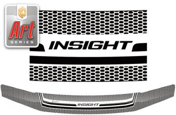1 989 р. Дефлектор капота CA-Plastic  Honda Insight  2 (2009-2011) (Серия Art черная). Увеличить фотографию 1