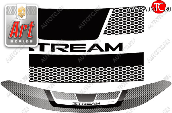 2 199 р. Дефлектор капота CA-Plastic  Honda Stream  2 RN6,RN7, RN8, RN9 (2006-2009) (Серия Art черная)