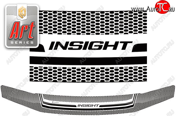 1 989 р. Дефлектор капота CA-Plastic  Honda Insight  2 (2009-2011) (Серия Art серебро)