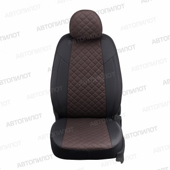 14 899 р. Чехлы сидений (экокожа) Автопилот Ромб  Geely Atlas Pro  NL3 (2019-2024) (черный/шоколад). Увеличить фотографию 2