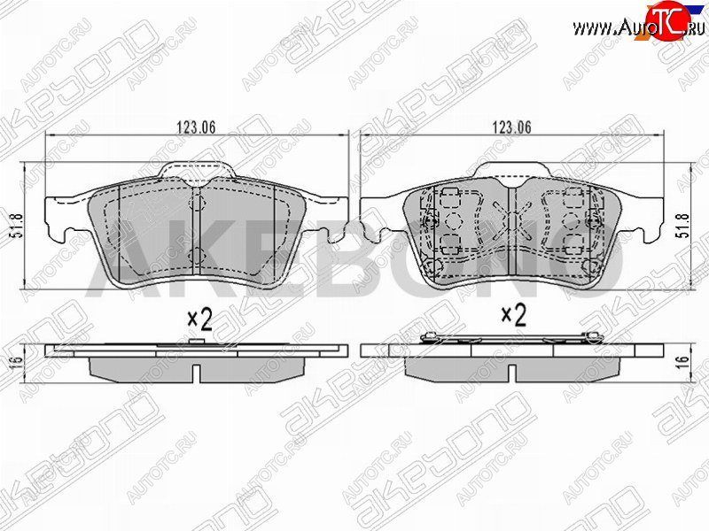 2 299 р. Колодки тормозные задние RH-LH SAT  Ford Focus (2,  3,  CEW), Mazda 3/Axela (BK,  BL)