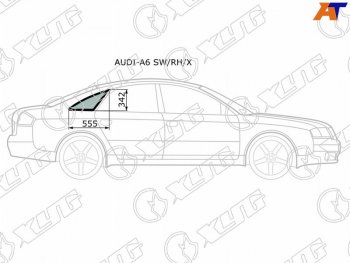 1 149 р. Стекло кузова боковое (не опускное) (Справа Цвет зеленый) Audi A6 97-05  S6 99-04 (AUDI-A6 SW/RH/X). Увеличить фотографию 1