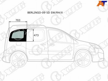 2 049 р. Стекло кузова боковое (не опускное) (Справа Цвет зеленый) Citroen Berlingo 08-22  Peugeot Partner (BERLINGO-09-5D SW/RH/X). Увеличить фотографию 1