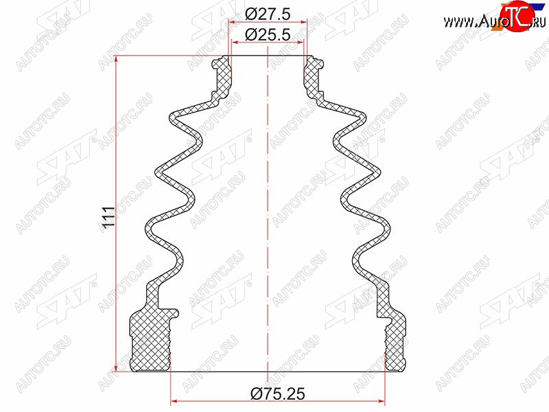 579 р. Пыльник шруса внутреннего LH TOYOTA ACV3#ACV40 NZT260ANE10ACUMCU2030ACM21ACR30AZR65 (C-1941T)