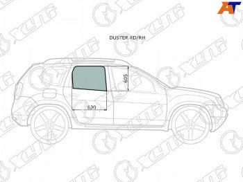 2 049 р. Стекло боковое опускное (Сзади Справа Цвет зеленый) Nissan Terrano 14-22  Renault Duster 10-21  (DUSTER RD/RH). Увеличить фотографию 1