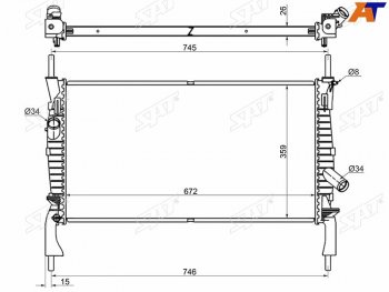 6 399 р. Радиатор (пластинчатый, 2.2TD/2.3/2.4TD, МКПП) SAT  Ford Transit  3 (2006-2014). Увеличить фотографию 1