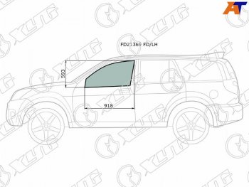 2 689 р. Стекло боковое опускное (Спереди Слева Цвет зеленый) Great Wall Hover 05-10  Hover H3 10-16  Hov (FD21369 FD/LH). Увеличить фотографию 1