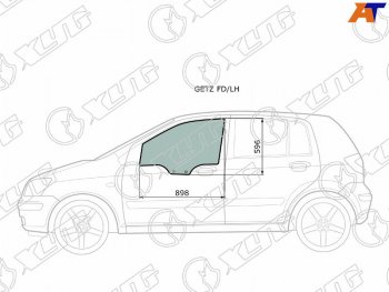 2 499 р. Стекло боковое опускное (Спереди Слева Цвет зеленый) Hyundai Getz 02-11  Click 02-11              (GETZ FD/LH). Увеличить фотографию 1