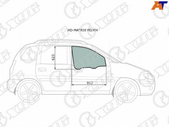 2 399 р. Стекло боковое опускное (Спереди Справа Цвет зеленый) Hyundai Lavita 01-07  Matrix 01-10 (HD-MATRIX FD/RH). Увеличить фотографию 1