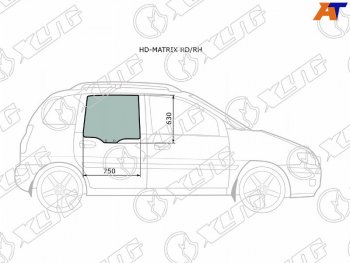 2 399 р. Стекло боковое опускное (Сзади Справа Цвет зеленый) Hyundai Lavita 01-07  Matrix 01-10 (HD-MATRIX RD/RH). Увеличить фотографию 1