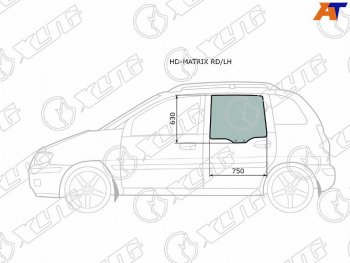 2 399 р. Стекло боковое опускное (Сзади Слева Цвет зеленый) Hyundai Lavita 01-07  Matrix 01-10             (HD-MATRIX RD/LH). Увеличить фотографию 1