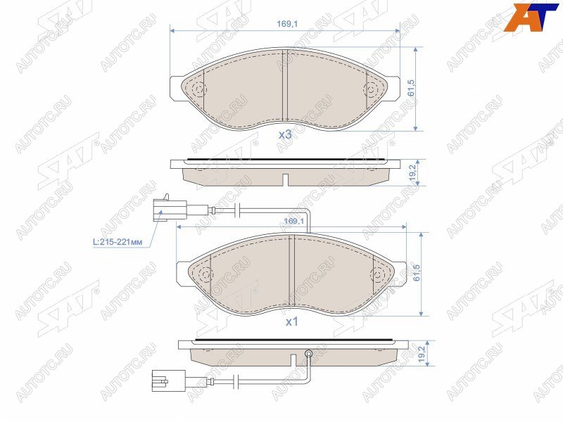 2 089 р. Колодки тормозные перед FL-FR SAT  CITROEN Jumper ( 250,  290) (2006-2022), Fiat Ducato ( 250,  290) (2006-2024), Peugeot Boxer ( 250,  290) (2006-2024)