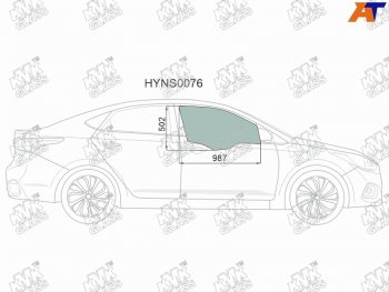 2 099 р. Стекло боковое опускное (Спереди Справа Цвет зеленый) Hyundai Solaris 17-20  Accent 17-22 (HYNS0076). Увеличить фотографию 1