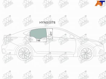 2 199 р. Стекло боковое опускное (Сзади Справа Цвет зеленый) Hyundai Solaris 17-20  Accent 17-22           (HYNS0078). Увеличить фотографию 1