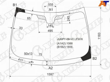 7 599 р. Стекло лобовое Citroen Jumpy 07-17  Fiat Scudo 07-16  Peugeot Expert 07-17 (JUMPY-09-VC LFW/X). Увеличить фотографию 1