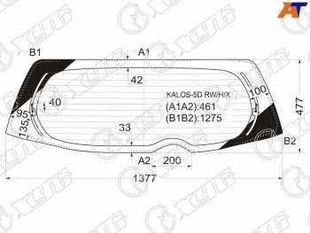 10 349 р. Стекло заднее (Цвет зеленый Обогрев) Chevrolet Aveo 02-11  Kalos 03-08  Daewoo Gentra 05-11  Kal (KALOS-5D RW/H/X). Увеличить фотографию 1