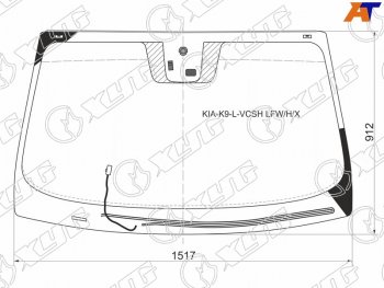 13 749 р. Стекло лобовое (Обогрев щеток Датчик дождя) Kia K9 12-18  Quoris 13-19 (KIA-K9-L-VCSH LFW/H/X). Увеличить фотографию 1