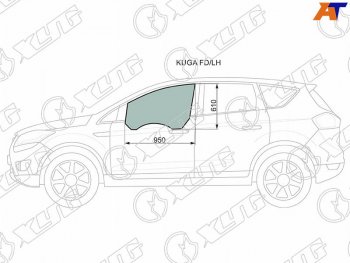 2 759 р. Стекло боковое опускное (Спереди Слева Цвет зеленый) Ford Kuga 08-13                               (KUGA FD/LH). Увеличить фотографию 1