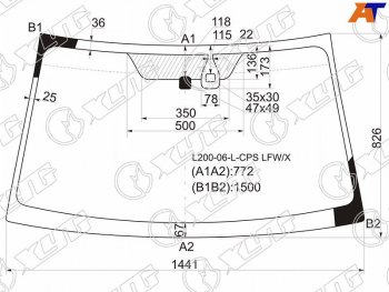 5 699 р. Стекло лобовое (Датчик дождя) Mitsubishi L200 07-16  Pajero Sport 08-17  Montero Sport 08-17  Tri (L200-06-L-CPS LFW/X). Увеличить фотографию 1