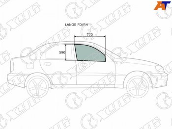 2 299 р. Стекло боковое опускное (Спереди Справа Цвет зеленый) Chevrolet Lanos 05-09  Daewoo Lanos 97-08  (LANOS FD/RH). Увеличить фотографию 1