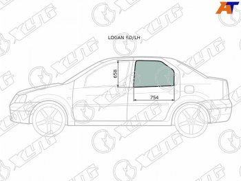 2 199 р. Стекло боковое опускное (Сзади Слева Цвет зеленый) Renault Logan 04-  Sandero 14-  Dacia Logan 0 (LOGAN RD/LH). Увеличить фотографию 1