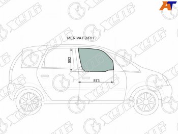 2 399 р. Стекло боковое опускное (Спереди Справа Цвет зеленый) Chevrolet Meriva 04-12  Opel Meriva 03-10 (MERIVA FD/RH). Увеличить фотографию 1