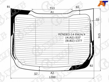 7 899 р. Стекло заднее (Цвет зеленый Обогрев Антенна) Ford Mondeo 14-19 (MONDEO-14 RW/H/X). Увеличить фотографию 1