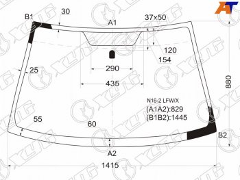 5 849 р. Стекло лобовое Nissan Almera 00-06  Bluebird Sylphy 00-05  Sunny Asia 00-12 (N16-2 LFW/X). Увеличить фотографию 1