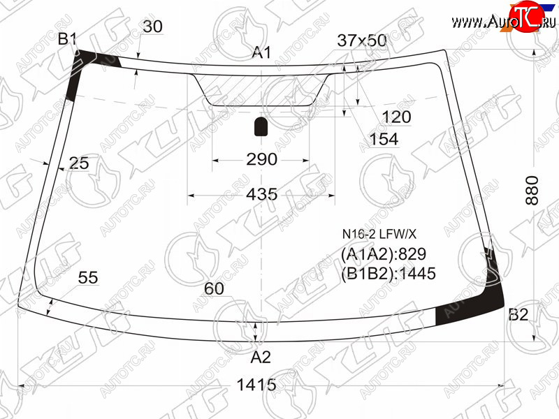 5 849 р. Стекло лобовое Nissan Almera 00-06  Bluebird Sylphy 00-05  Sunny Asia 00-12 (N16-2 LFW/X)