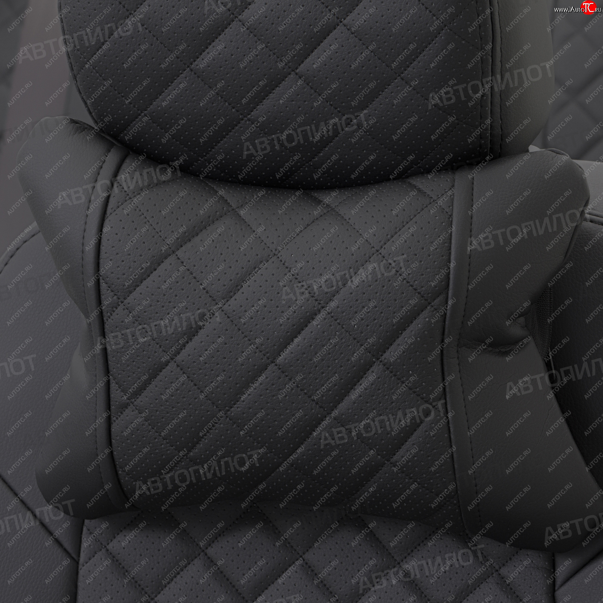 619 р. Подушки под шею (2 шт., экокожа) Автопилот Ромб Peugeot Traveller (2016-2024) (черный)