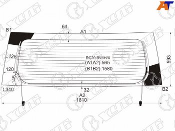 8 649 р. Стекло заднее (Цвет зеленый Обогрев) Toyota Alphard (H10) 02-08 (RC20 RW/H/X). Увеличить фотографию 1