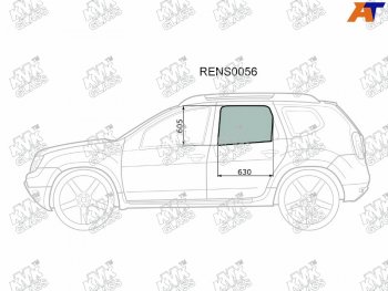 1 959 р. Стекло боковое опускное (Сзади Слева Цвет зеленый) Nissan Terrano 14-22  Renault Duster 10-21  D (RENS0056). Увеличить фотографию 1